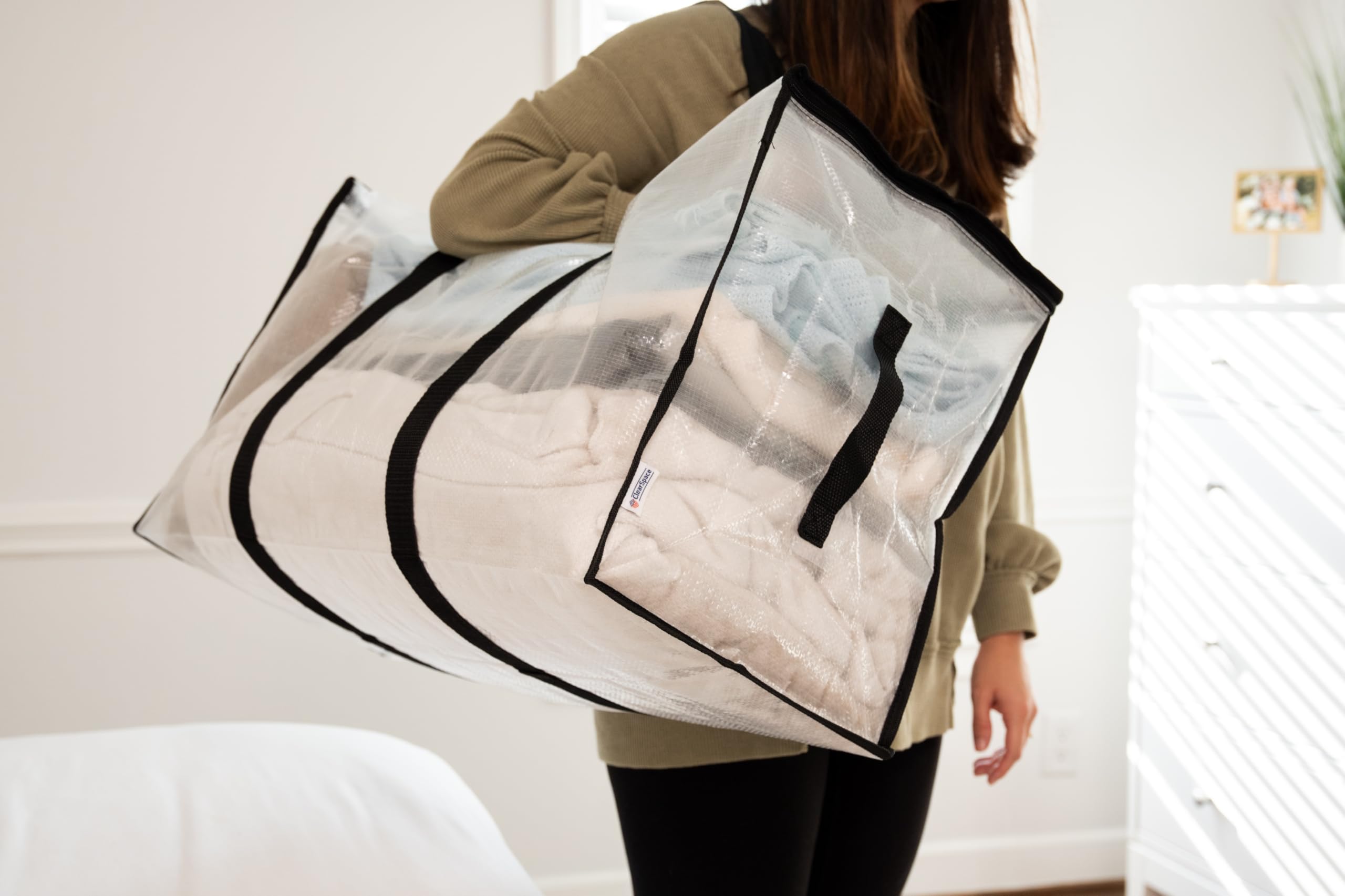 ClearSpace bags with long and side handles provide stability during moves.
