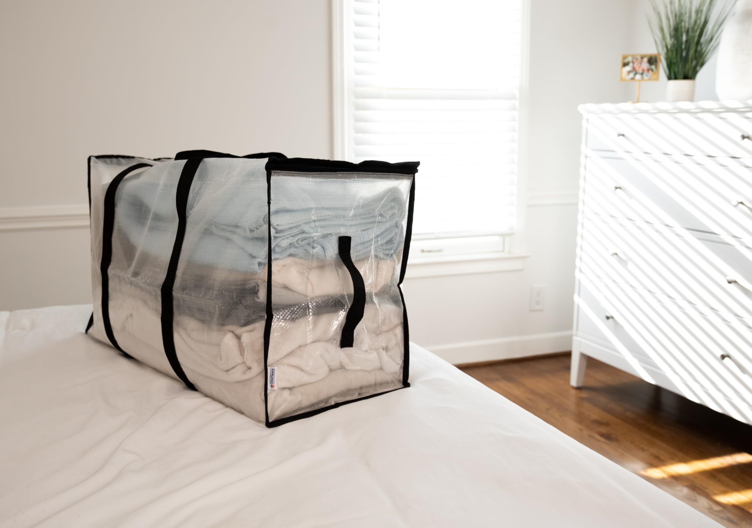 ClearSpace bag folds flat for compact storage when not in use.