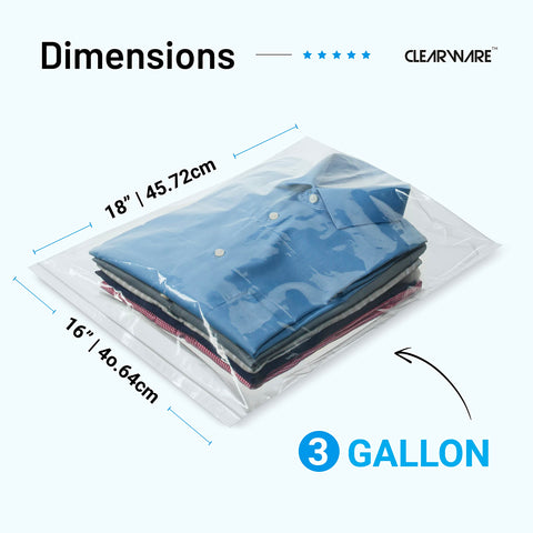 CLEARWARE 16x18 clear bags offering quick visibility for wardrobe checks