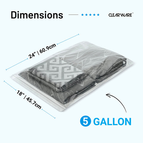 CLEARWARE 5 gallon zipper-top bag in use for efficient packing