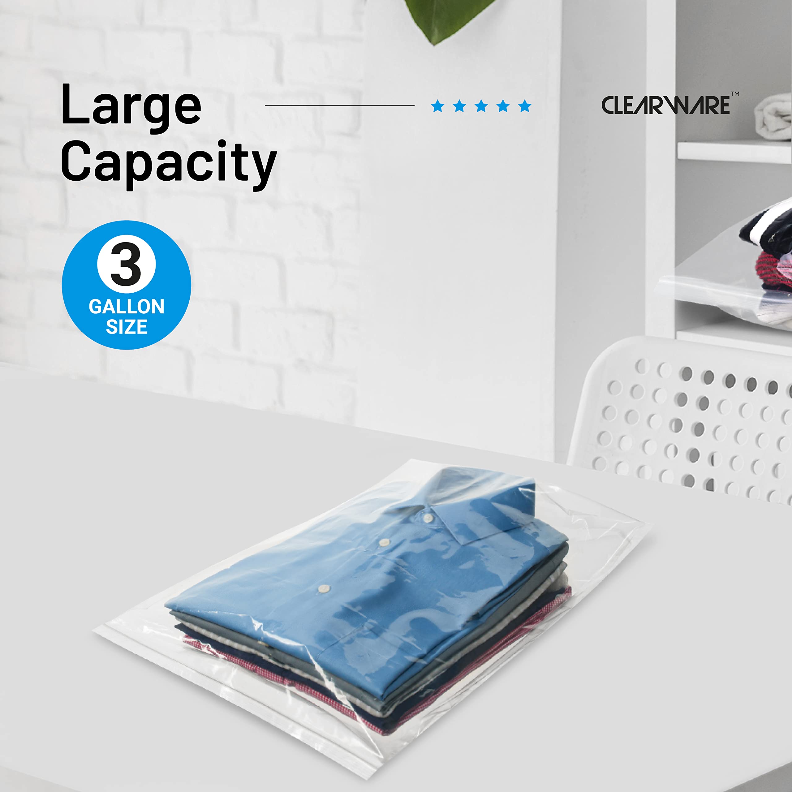 CLEARWARE clothes storage bags maximize closet space with clear contents