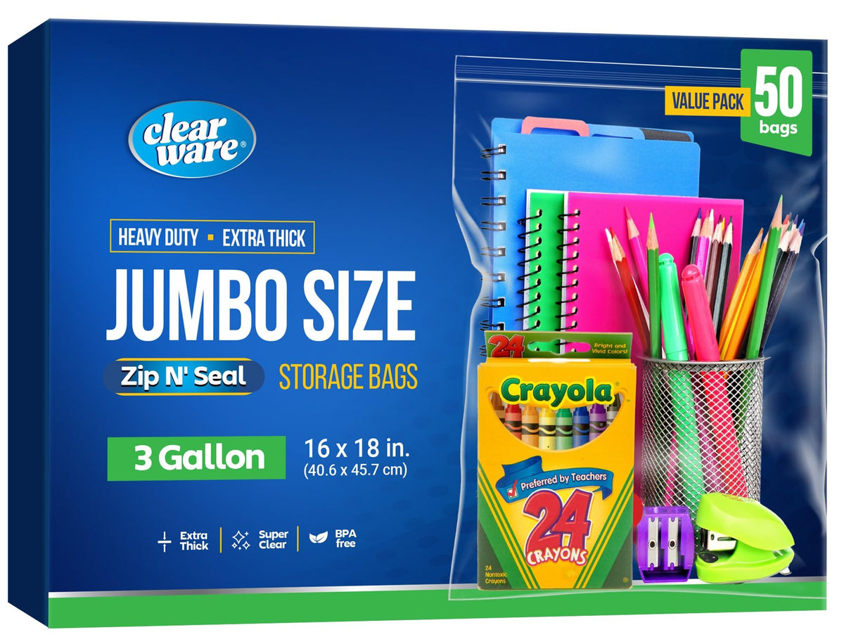 CLEARWARE large zipper-top storage bag for organized closet storage