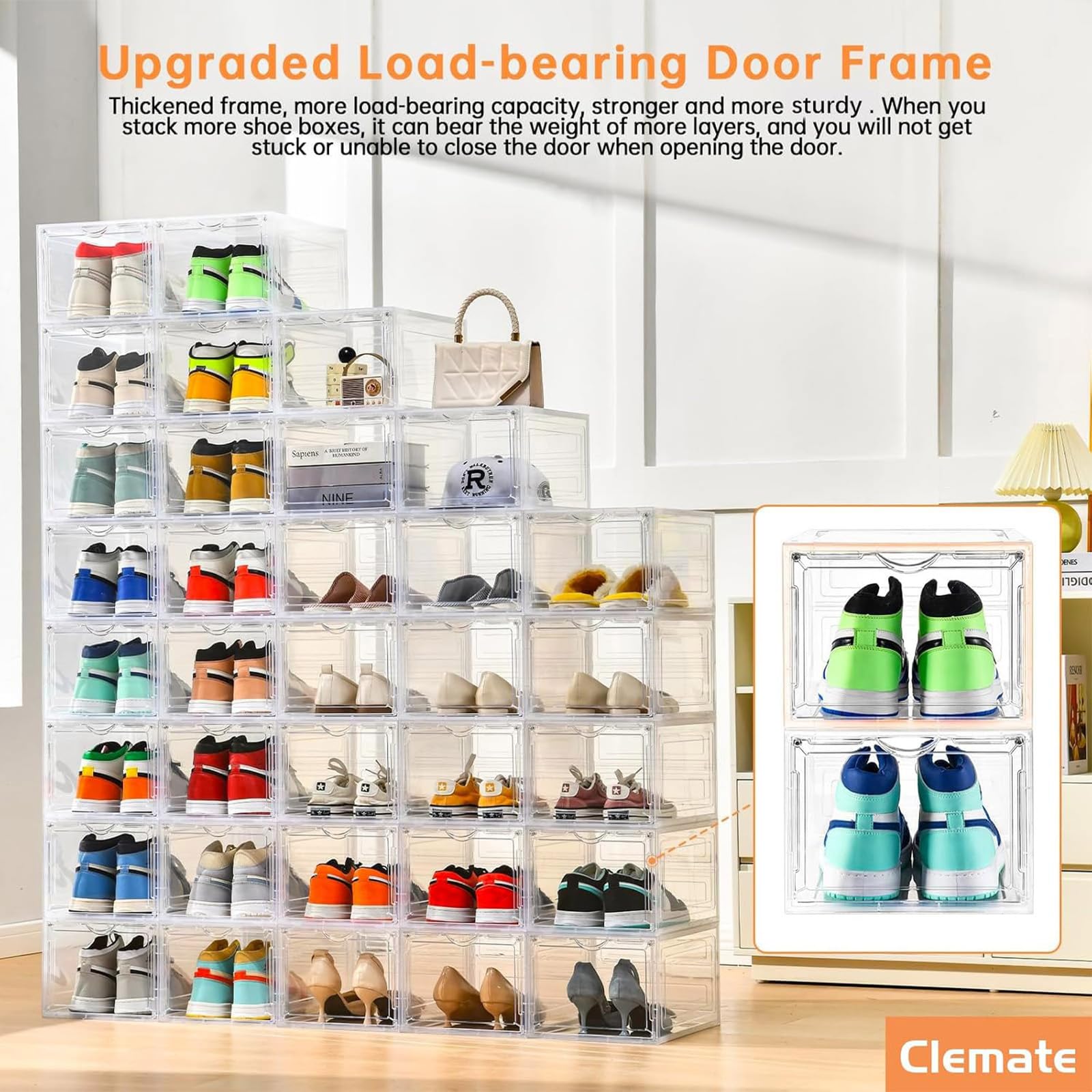 Clemate box with transparent display shows sneakers at a glance