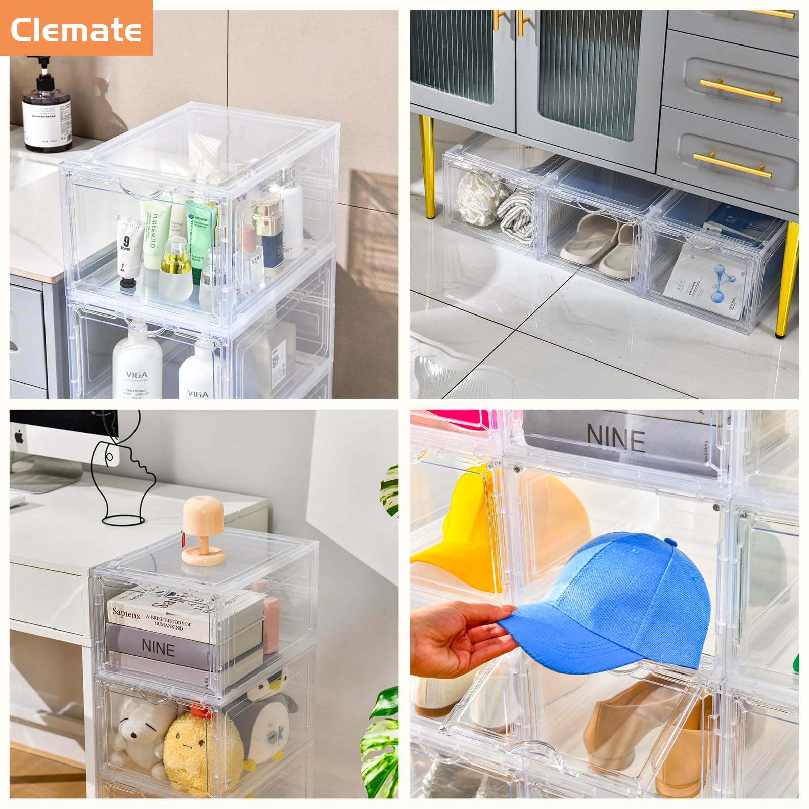 Clemate box with open front door for quick access display