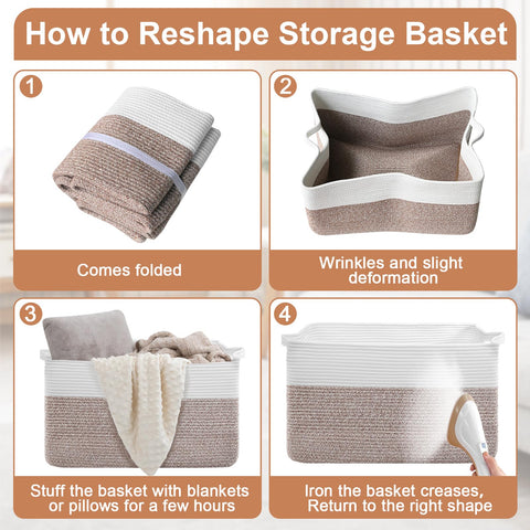 ClenClever 75L blanket basket white-brown color harmony elevates any room decor.