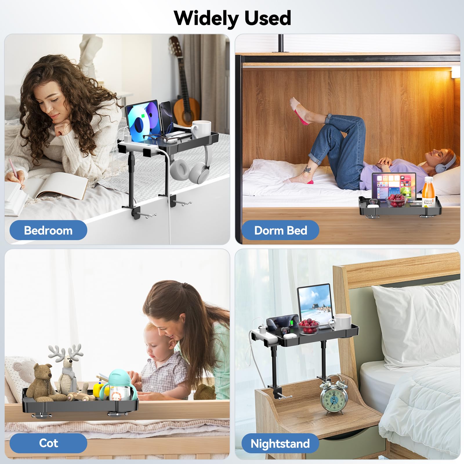 CLESOO Bedside Shelf dorm-ready fits dorm beds and bunk setups.