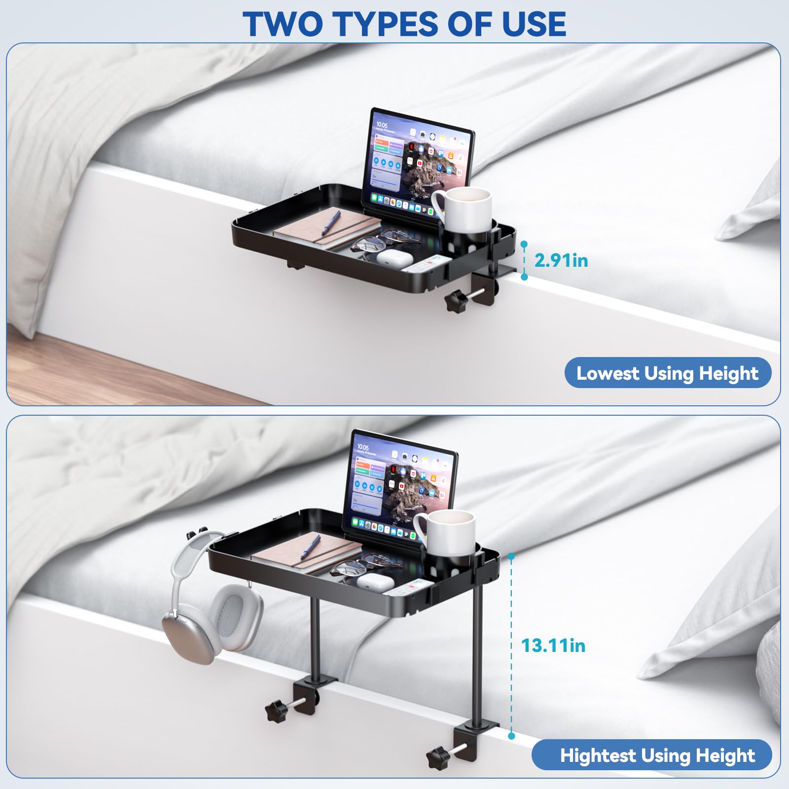 Height-adjustable pole lets you customize the shelf height