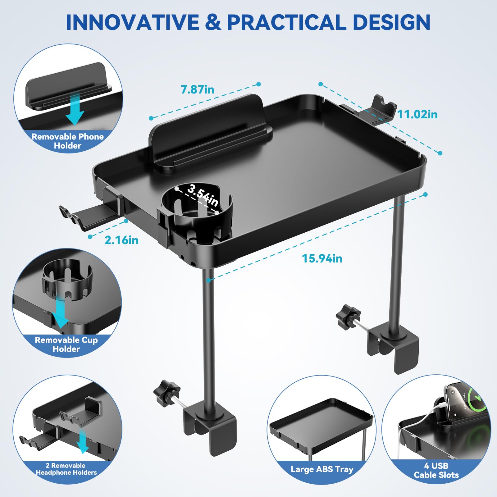 Sturdy tray doubles as desk or breakfast surface