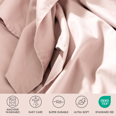 ClevaHome Barely Pink bedding color enhances bedroom style and coordinates with decor.