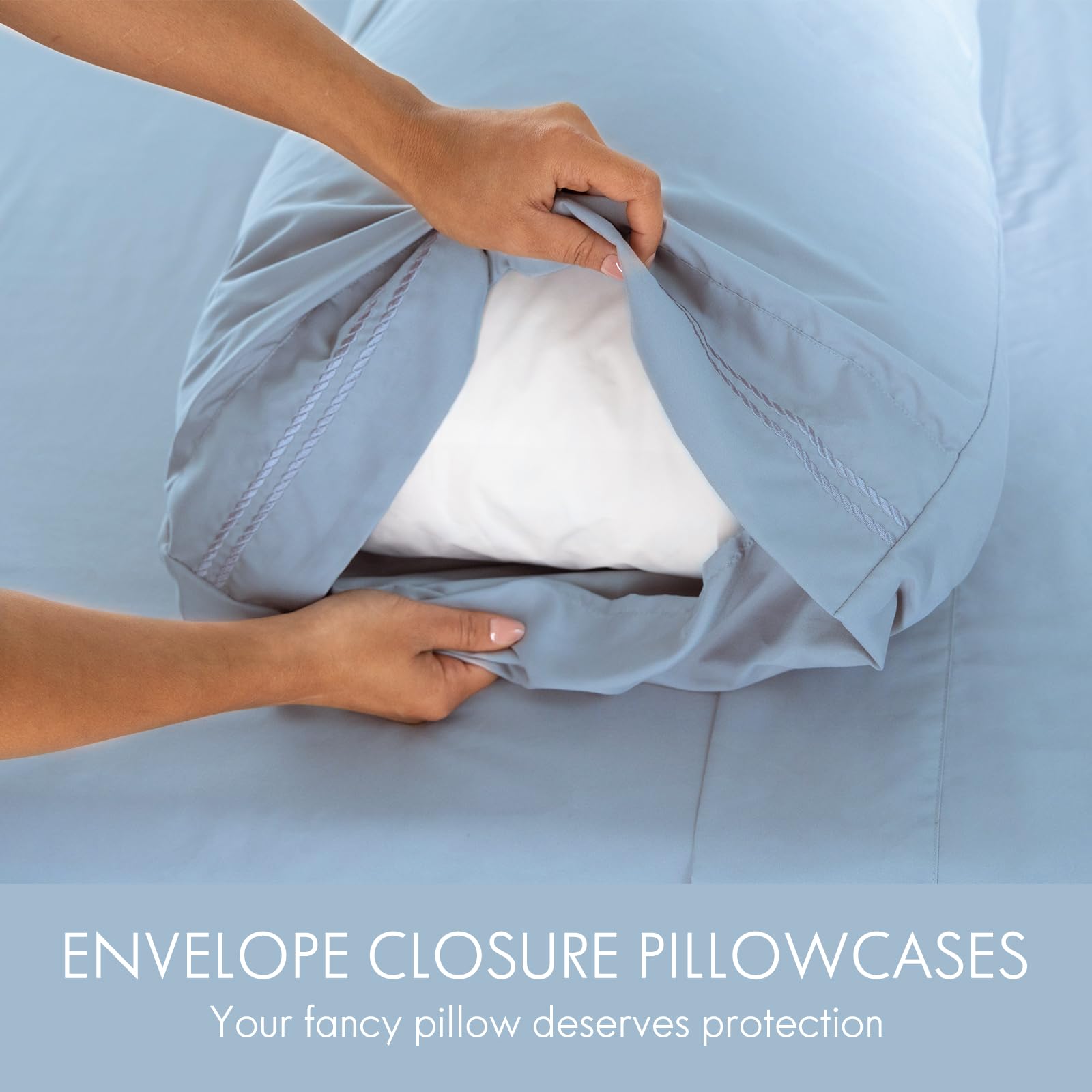 ClevaHome flat sheet on queen bed shows generous 90 x 102 inches