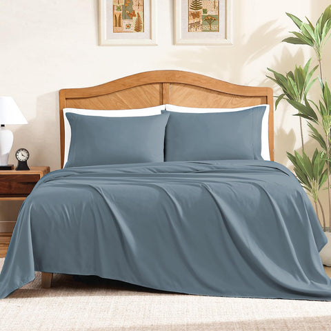 ClevaHome queen flat sheet with soft microfiber for year round comfort.
