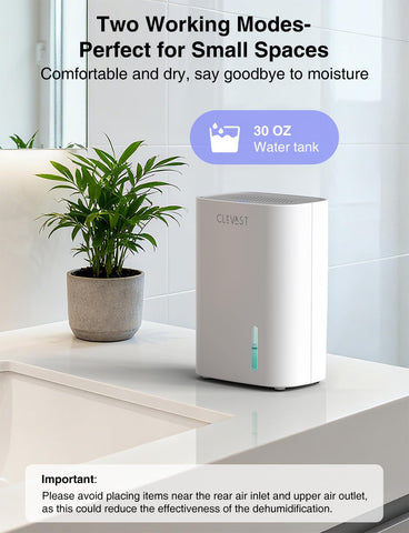 CLEVAST 30oz water tank helps manage humidity between refills.