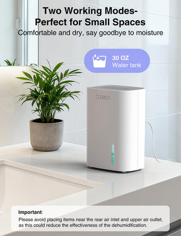CLEVAST dehumidifier in quiet mode at 24db for peaceful nights.