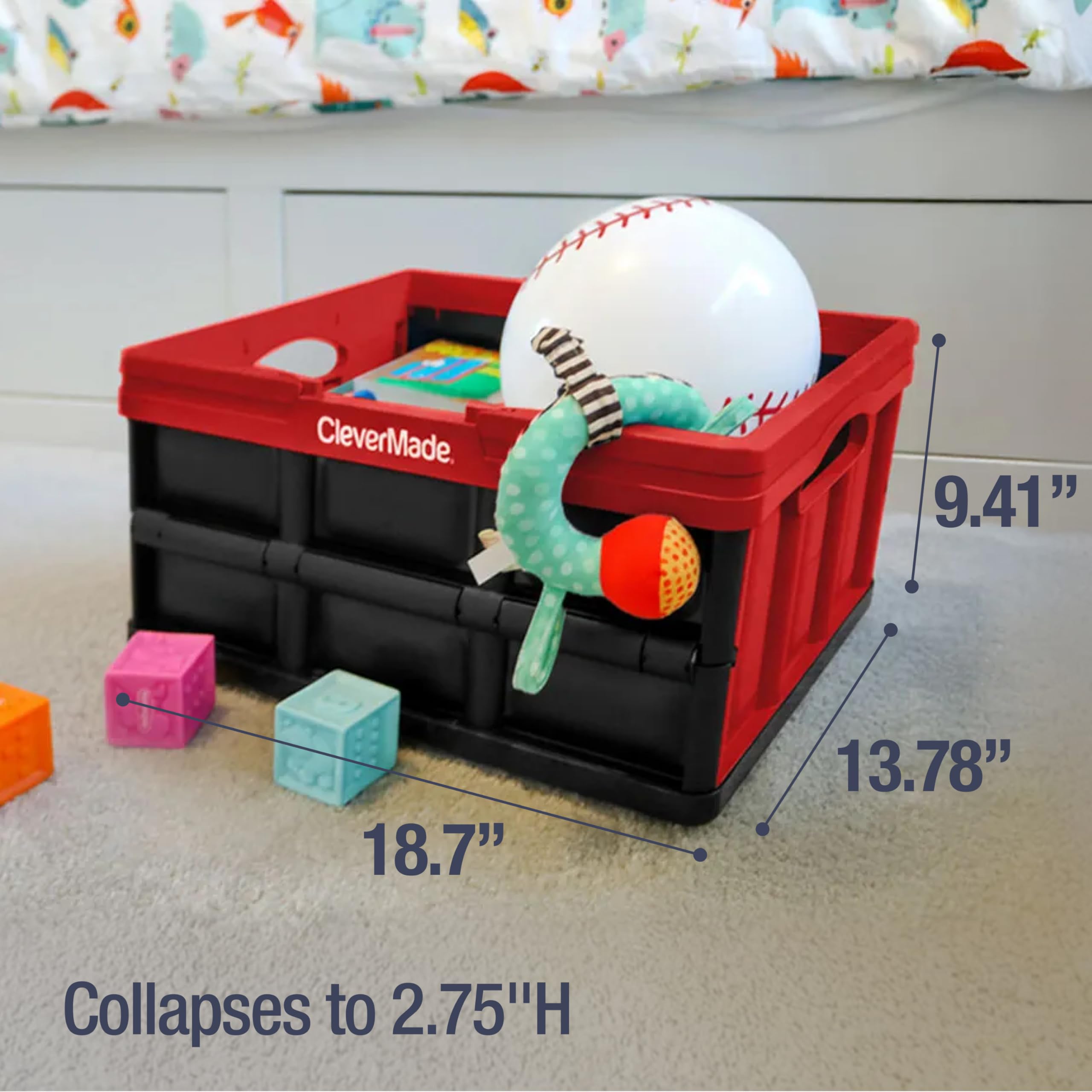 CleverMade car trunk organizer basket interlocks securely to stay in place.