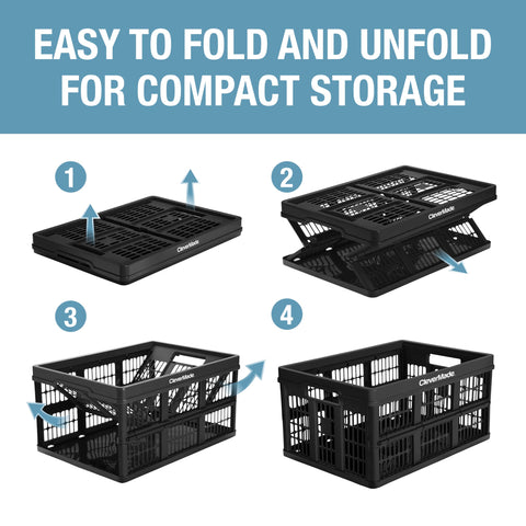 CleverMade Obsidian crate filled with groceries for easy haul.