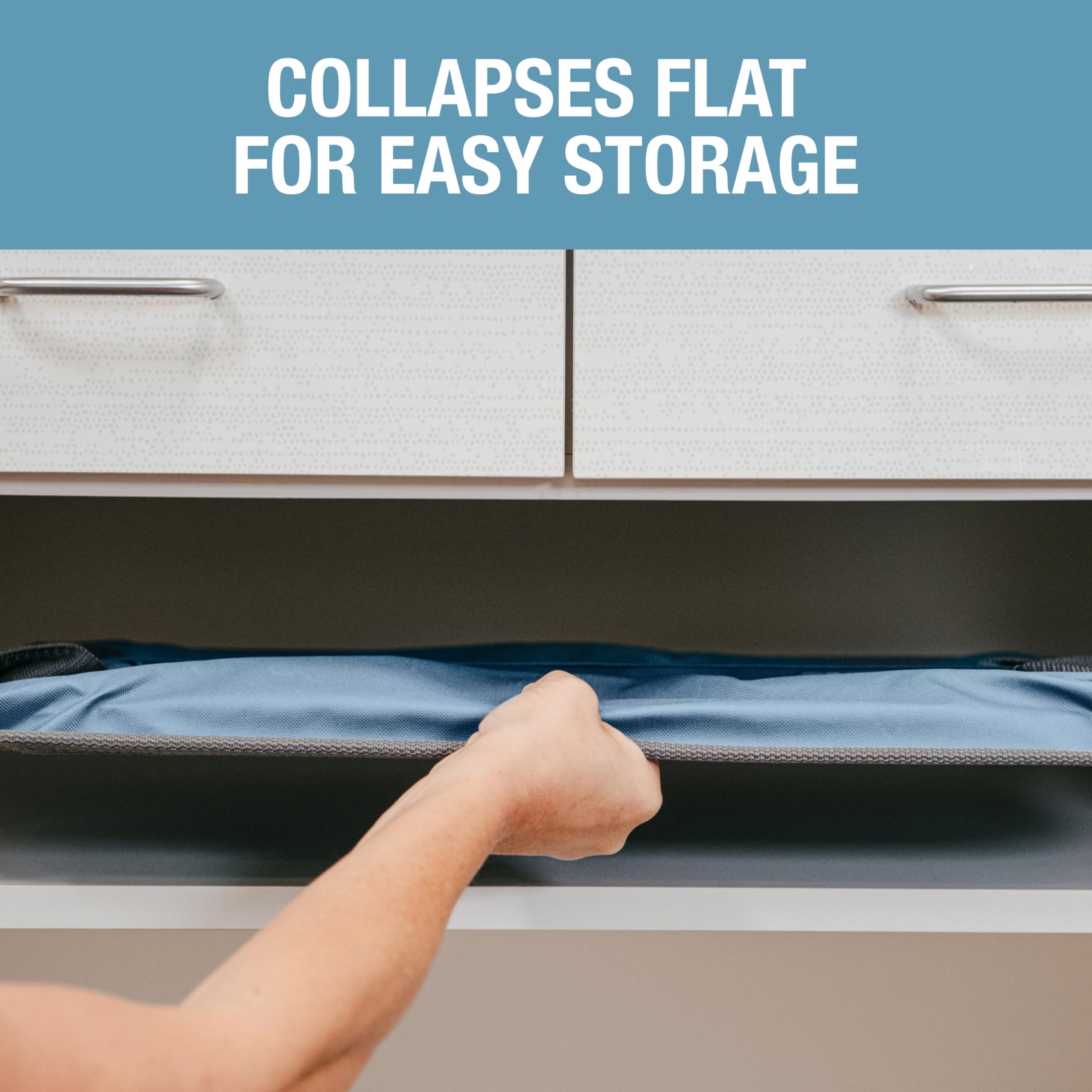 CleverMade denim color collapsible basket for apartments