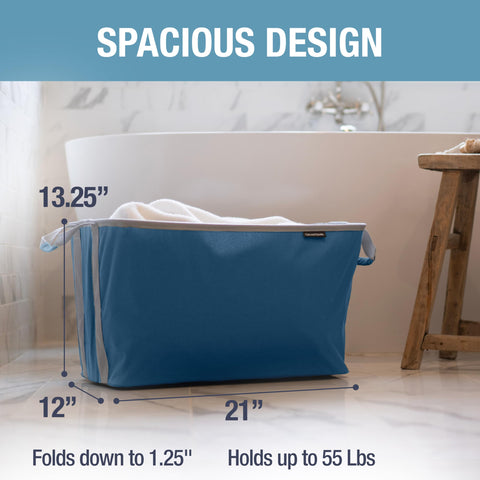 CleverMade laundry basket with reinforced handles for heavy loads
