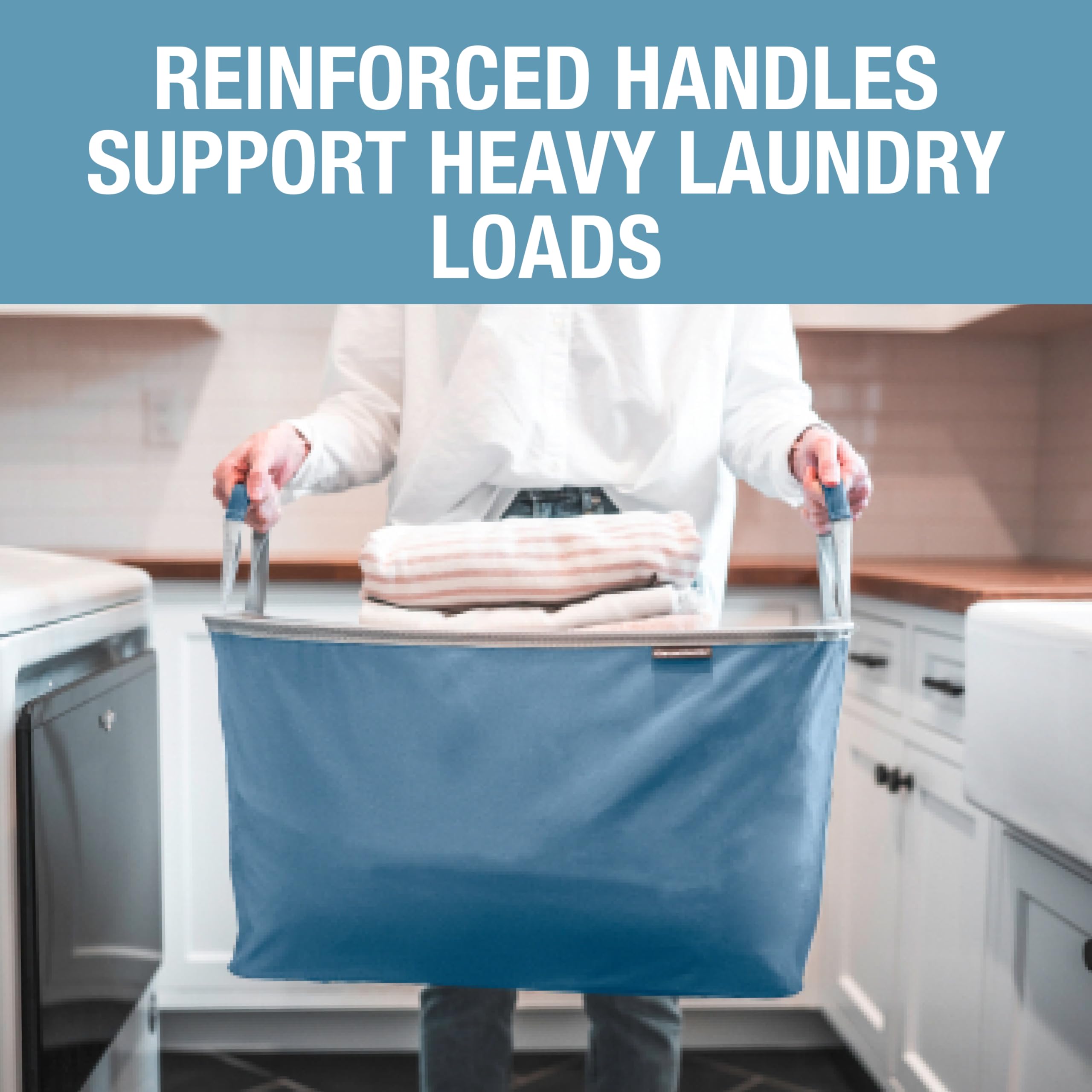 CleverMade laundry basket with sturdy rim and base stays upright