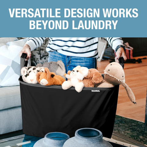 CleverMade laundry basket tucked under bed for space-saving storage