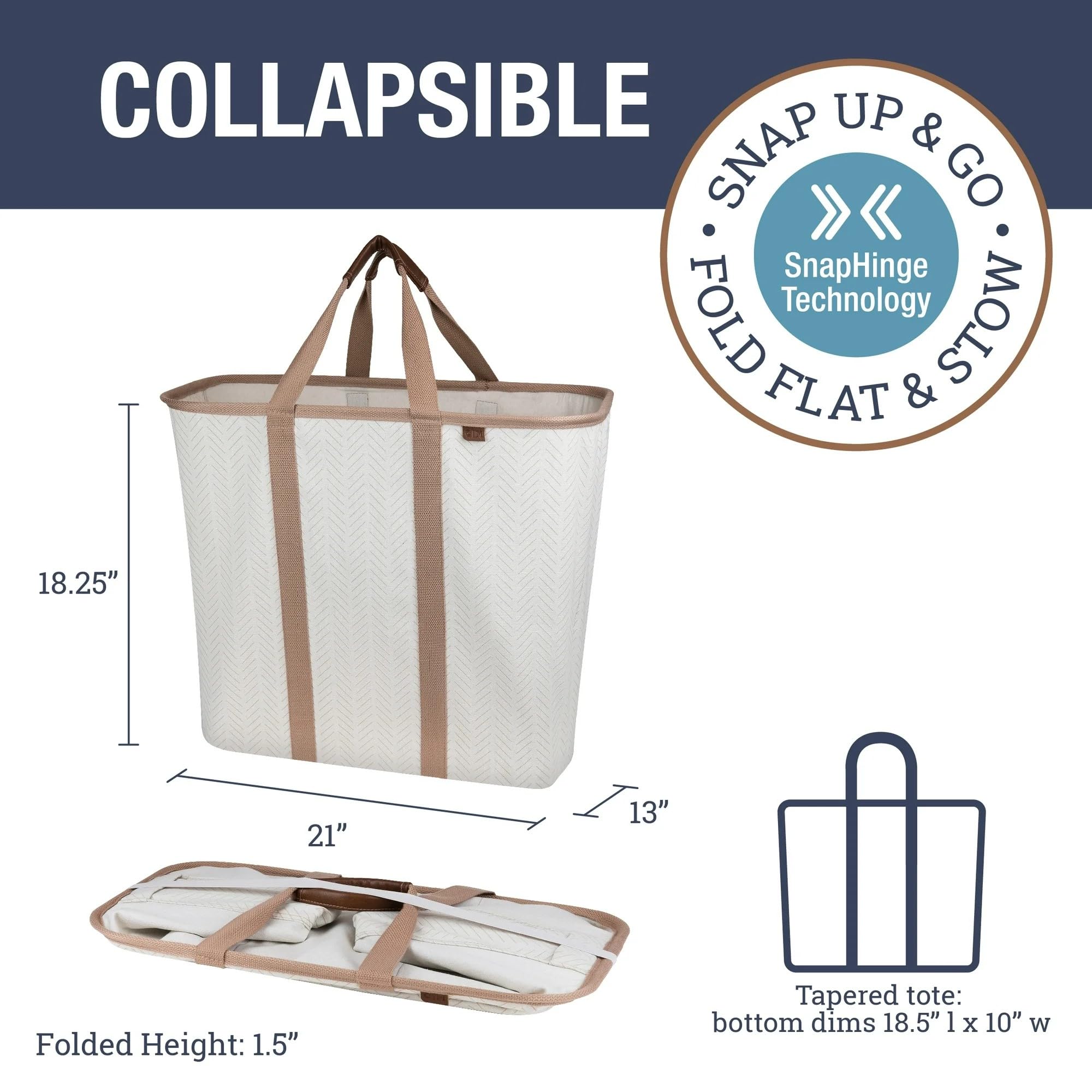 CleverMade Collapsible Laundry Caddy 64L capacity holds two full loads.