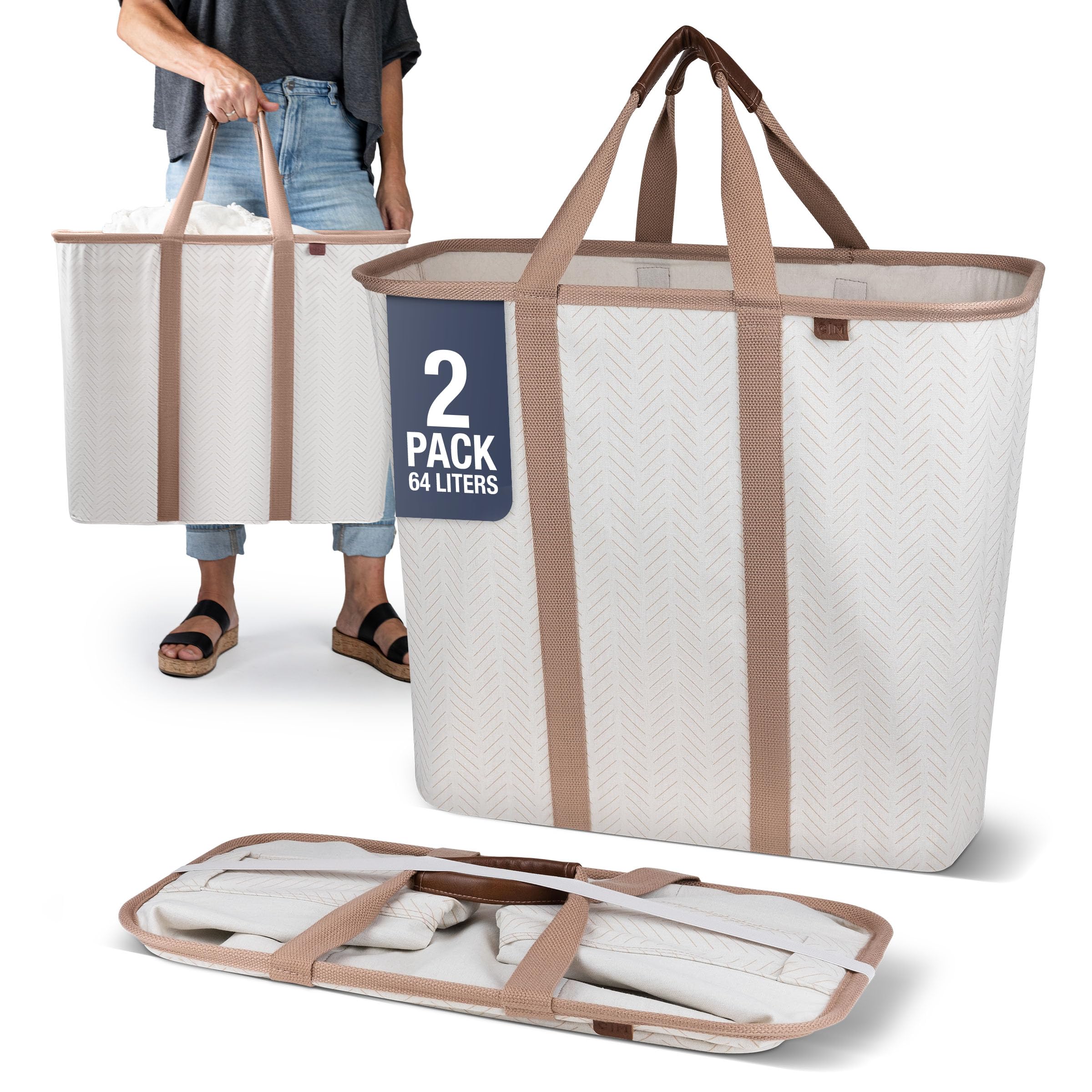 CleverMade Collapsible Laundry Caddy assembled for sorting laundry.
