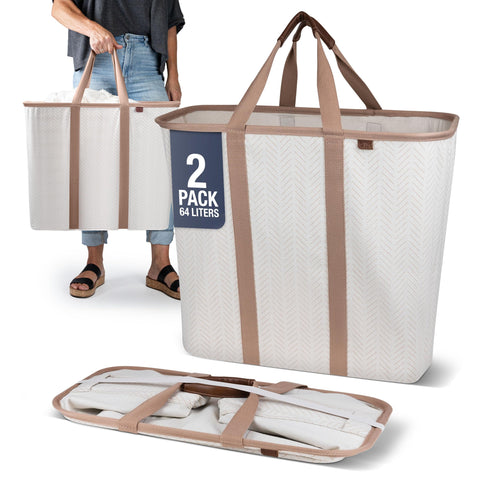 CleverMade Collapsible Laundry Caddy assembled for sorting laundry.