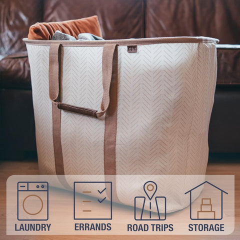 CleverMade collapsed-flat form fits under bed for compact storage.