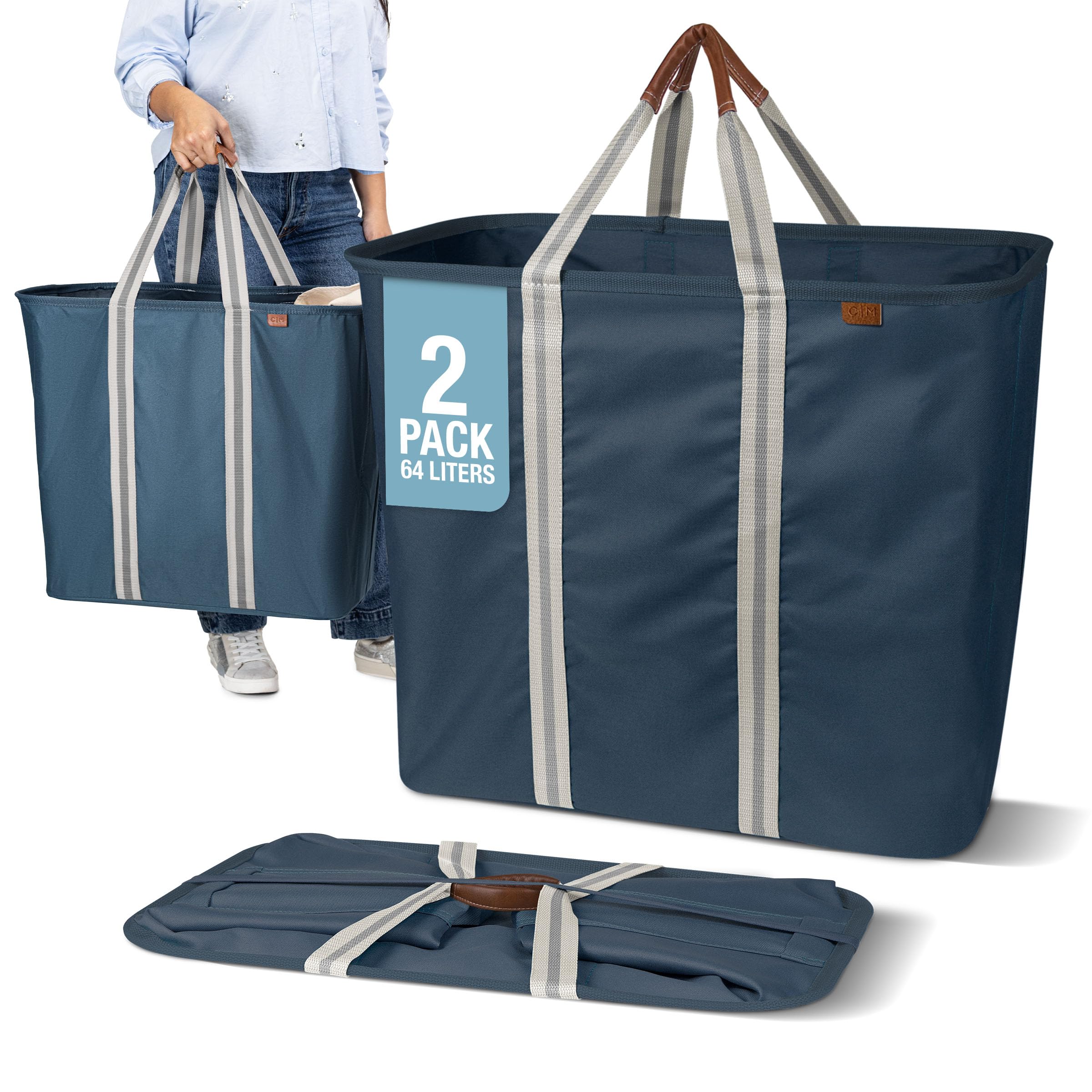 CleverMade collapsible laundry caddy open for easy loading and transport