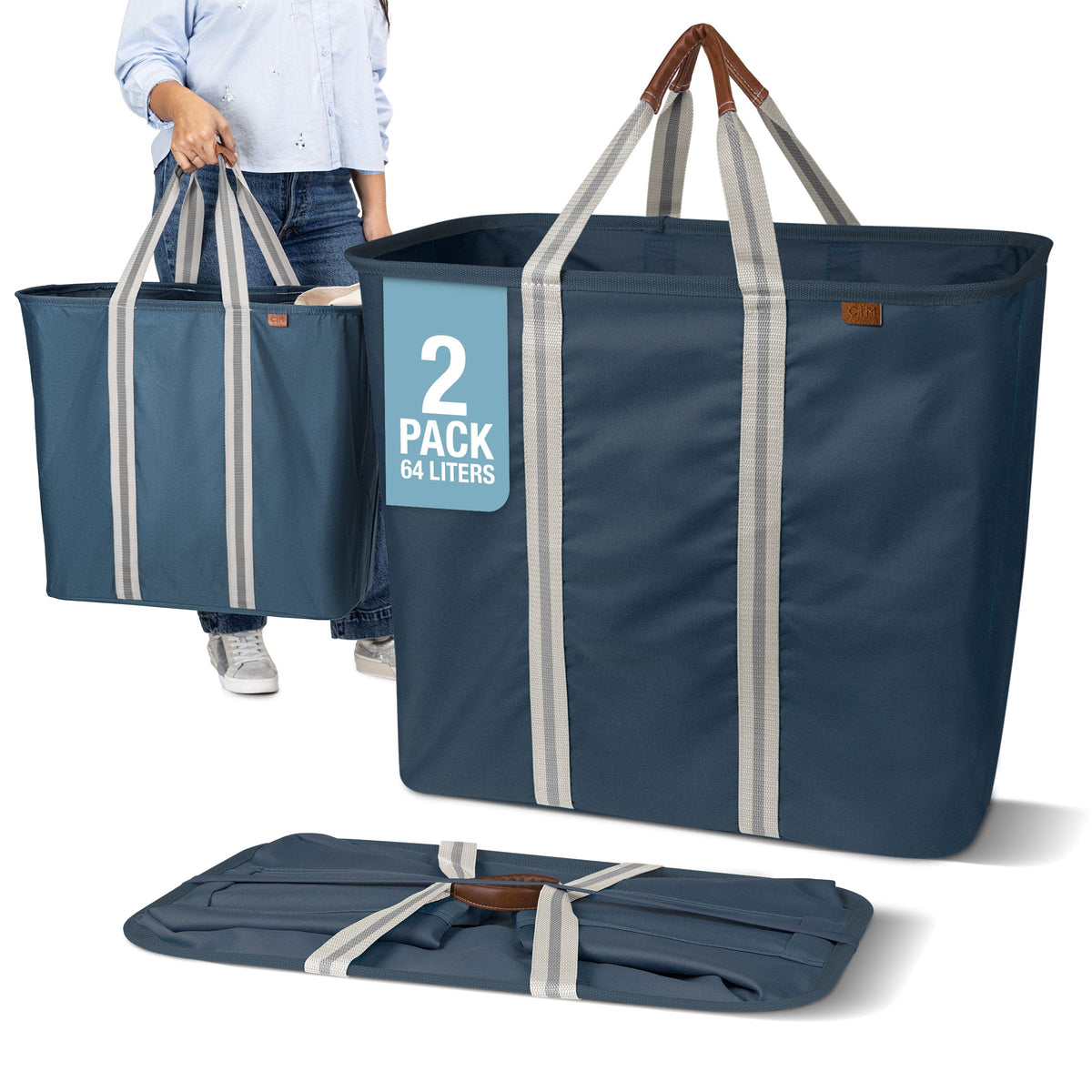 CleverMade collapsible laundry caddy open for easy loading and transport