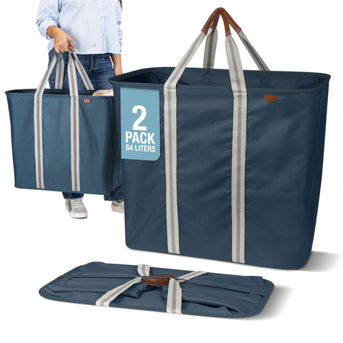 CleverMade collapsible laundry caddy open for easy loading and transport