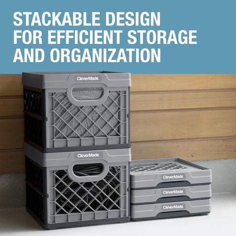 CleverMade collapsible milk crate ergonomic handles for easy transport.