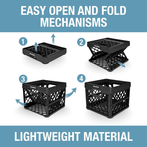 CleverMade collapsible milk crate on bicycle supports errands and portable storage.