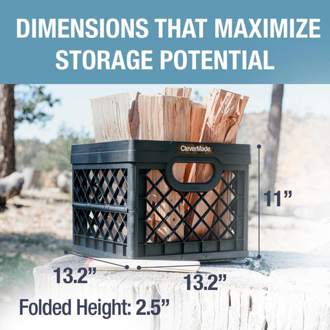 CleverMade collapsible milk crate with file rails highlights built-in organization for documents.