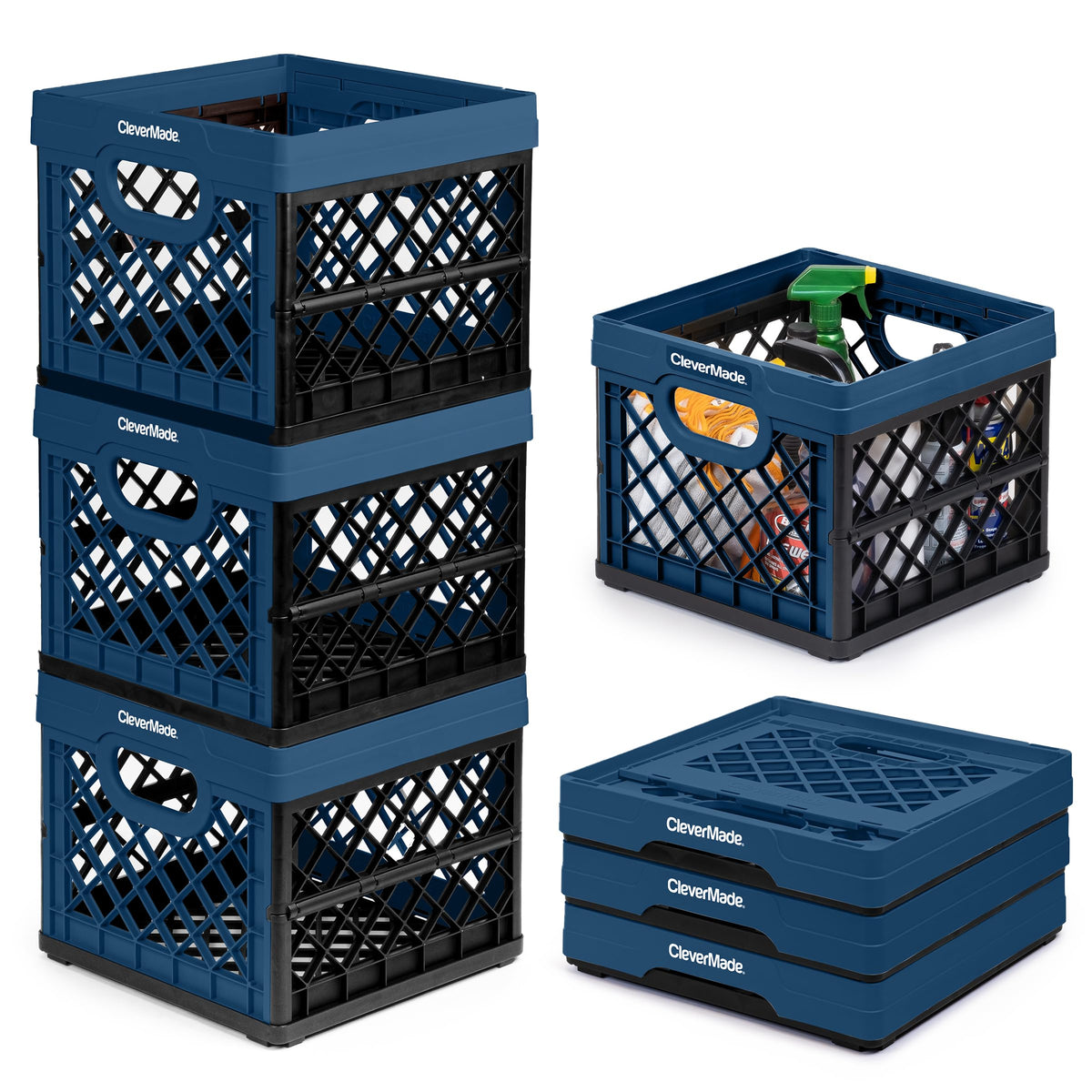 CleverMade 25L ocean crate open for easy access and visibility.