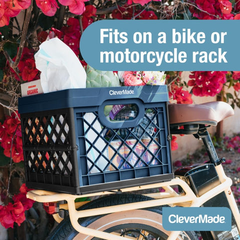 CleverMade collapsible milk crate reinforced base emphasizes durability for tools and gear.