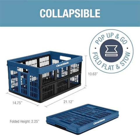 CleverMade Ocean crates open on a shelf for quick access and packing.