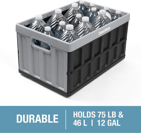 CleverMade bin with ergonomic handles in Ocean, easy to carry.