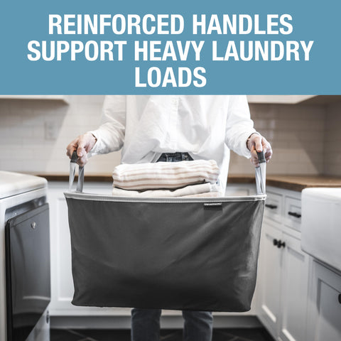CleverMade laundry bin with reinforced handles for easy carry between rooms