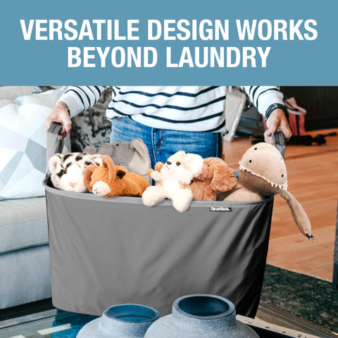 CleverMade sturdy base panel keeps the basket open during filling