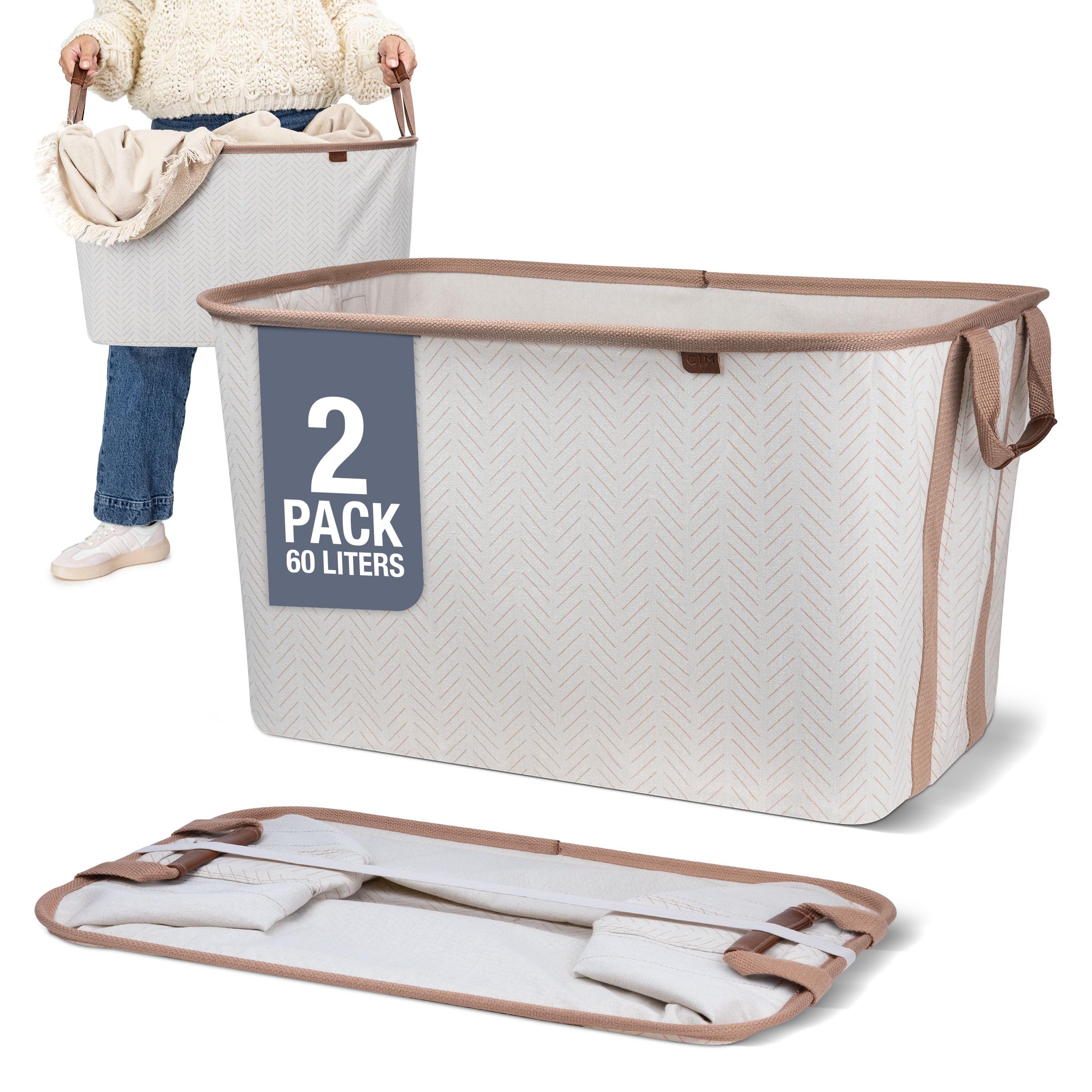 CleverMade LUXE 2-pack folded basket showcases compact storage for small spaces.