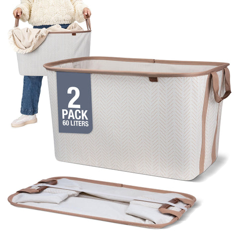 CleverMade LUXE 2-pack folded basket showcases compact storage for small spaces.