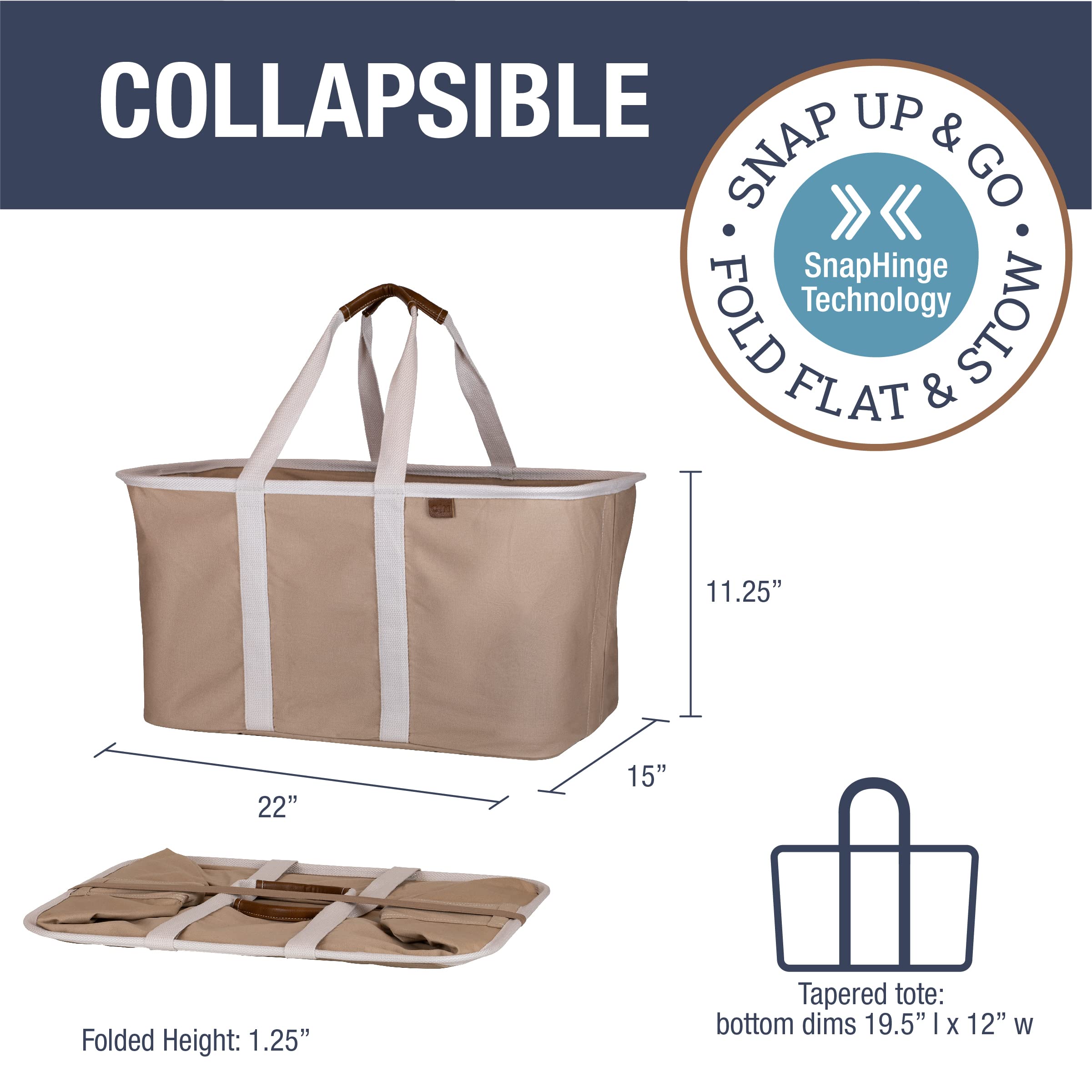 CleverMade LUXE Laundry Tote collapsed for compact storage