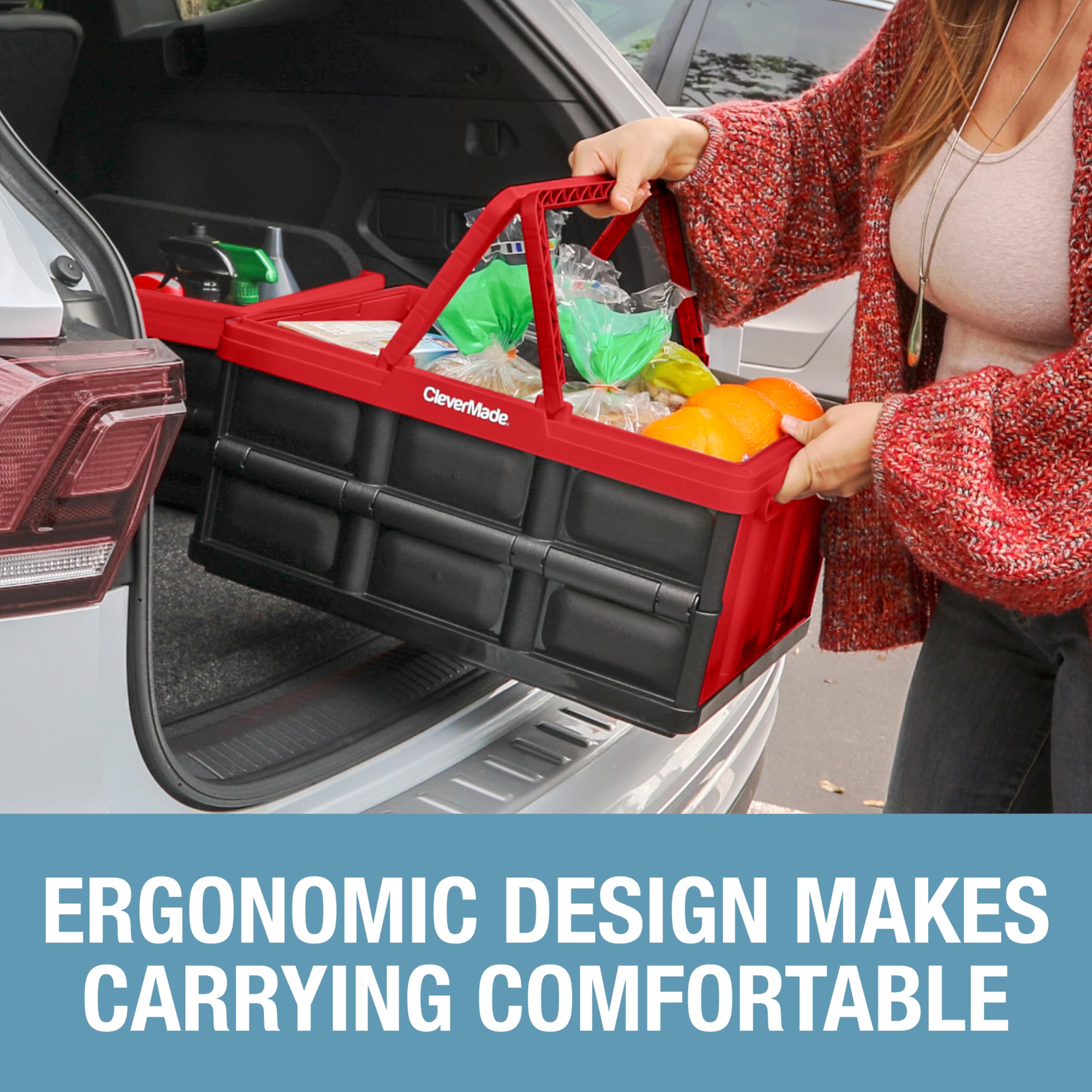 CleverMade recycled polypropylene basket highlights sustainable storage options.