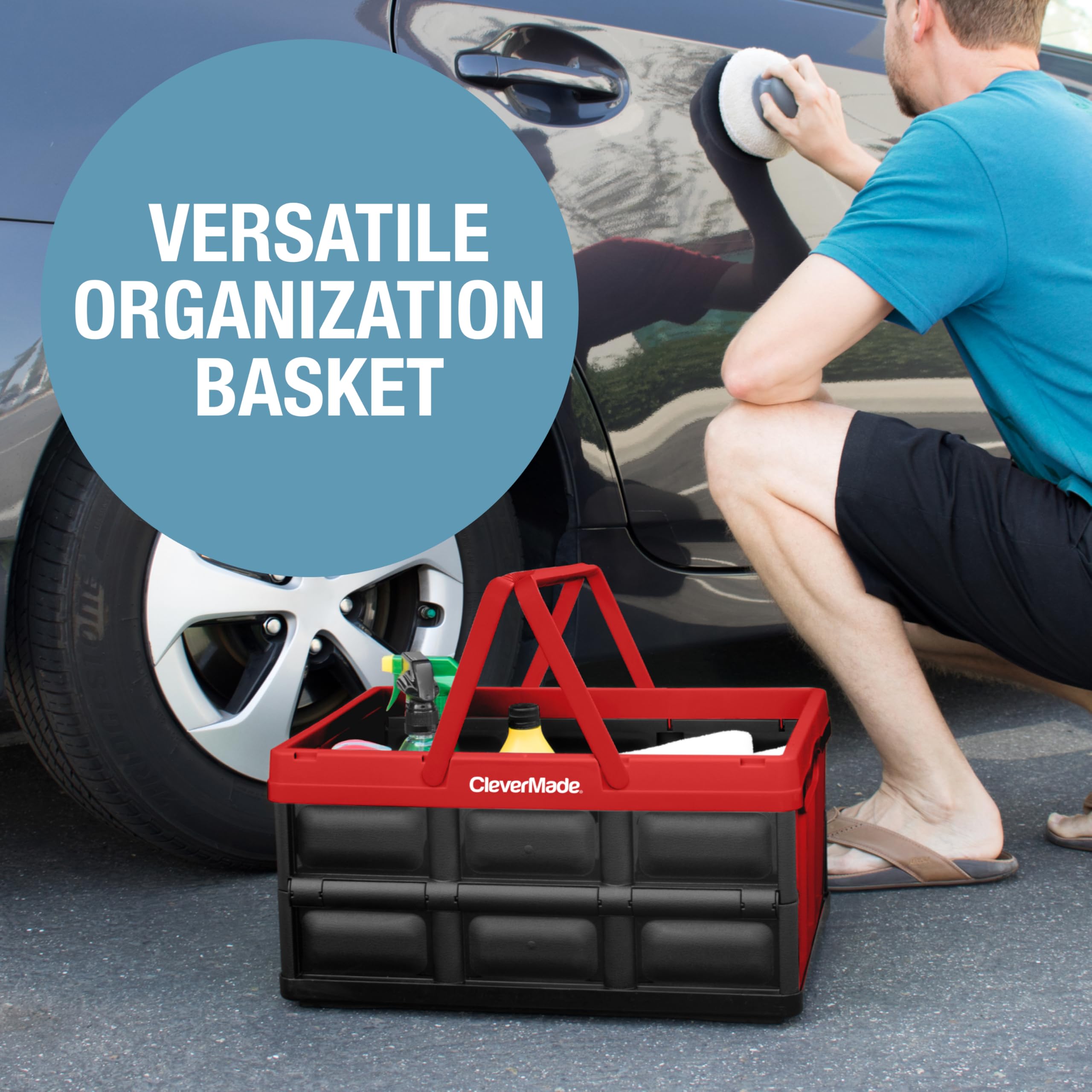 CleverMade stackable baskets interlock for stable open or closed storage.
