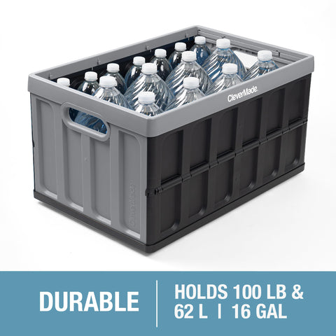 CleverMade transport bin with ergonomic handles in Ocean, easy to carry.