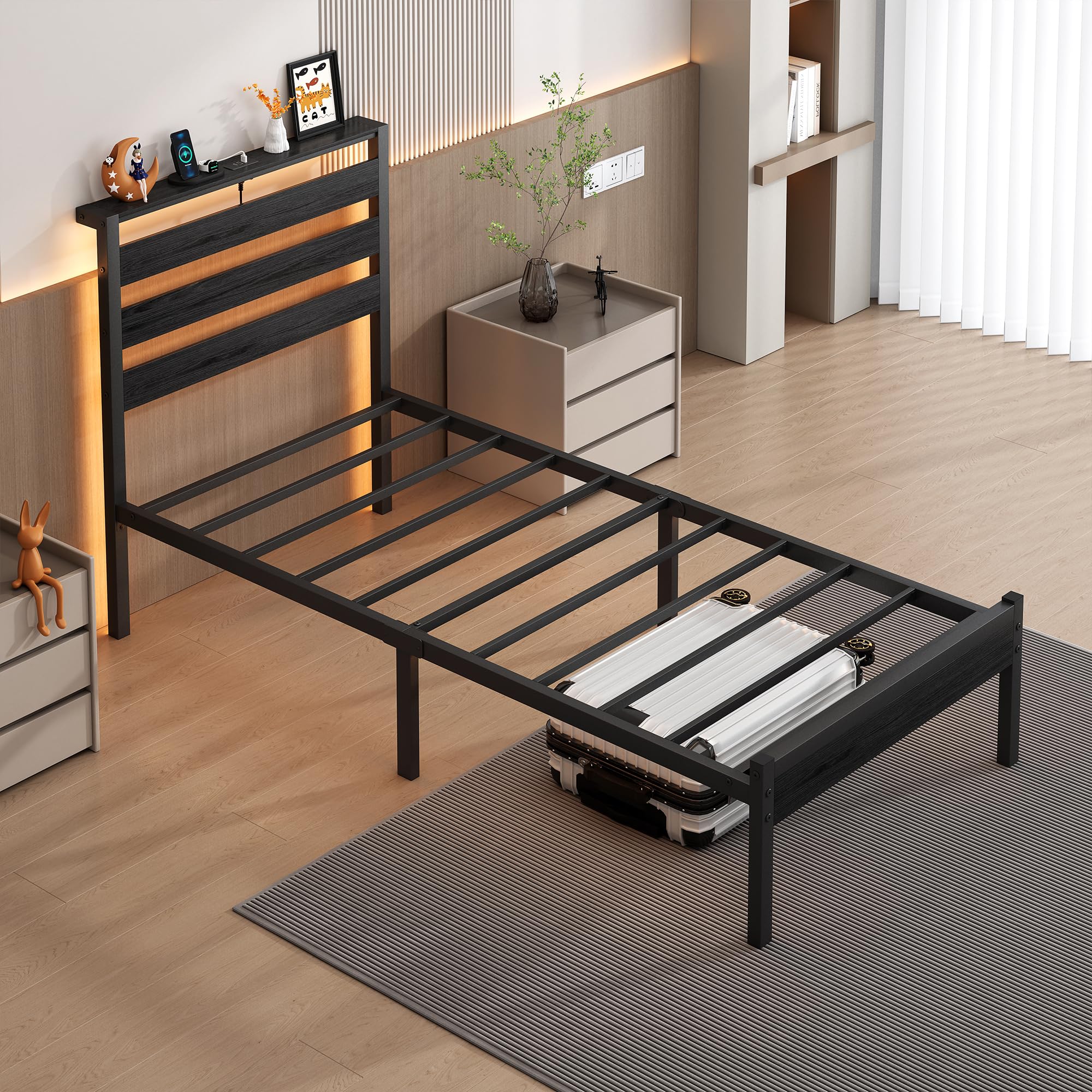 CLIBFENG bed frame is easy to assemble with labeled parts.