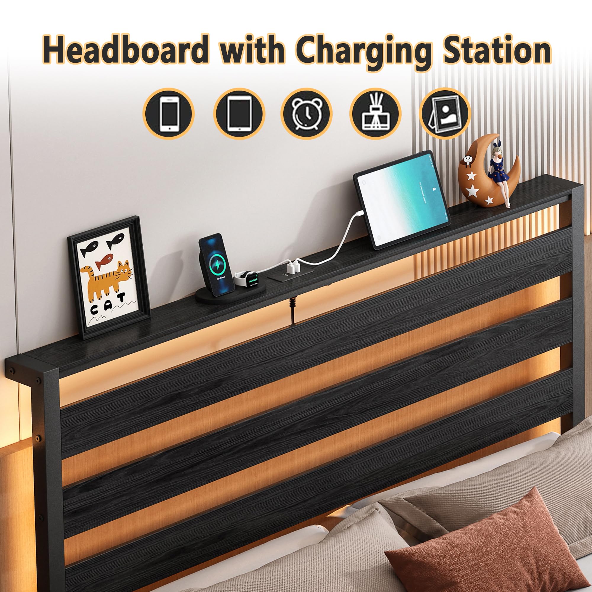 CLIBFENG bed frame under-bed storage provides tidy, accessible space.