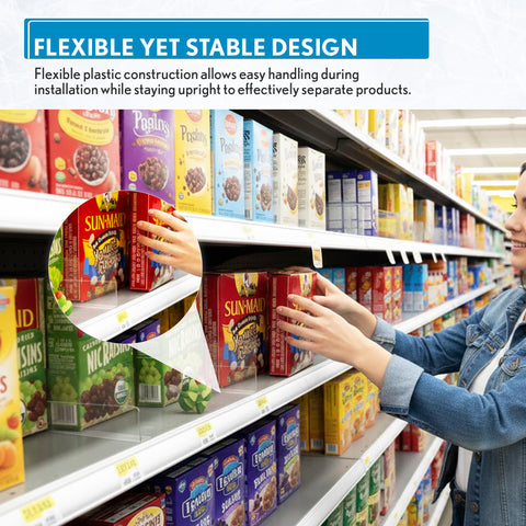 Clip Strip dividers used as front lip on corrugated displays for clean visuals.
