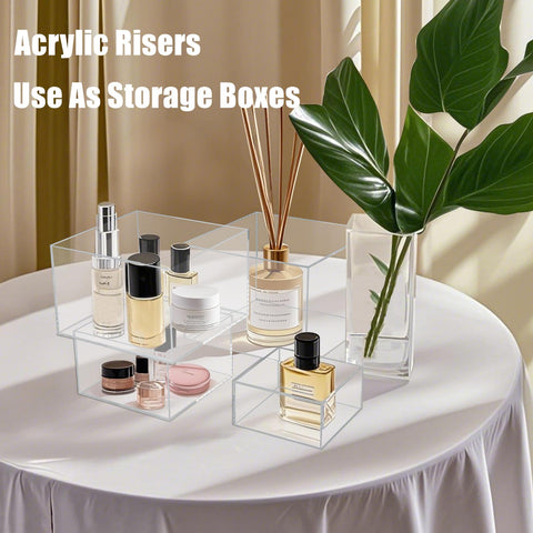 Cliselda 6x6x4 inch acrylic riser boxes ideal for mixed trinkets and crafts