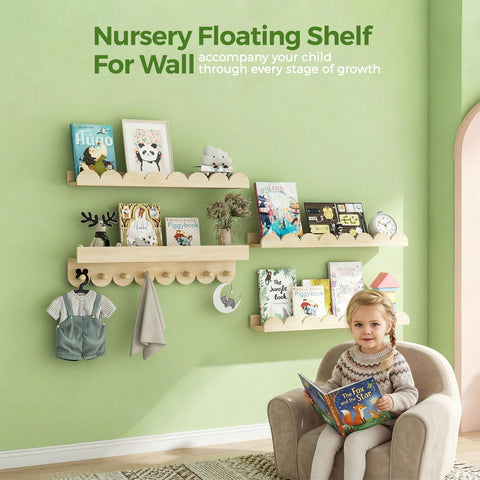 CLLASOU scalloped edge nursery shelves showcase gentle design for kids.